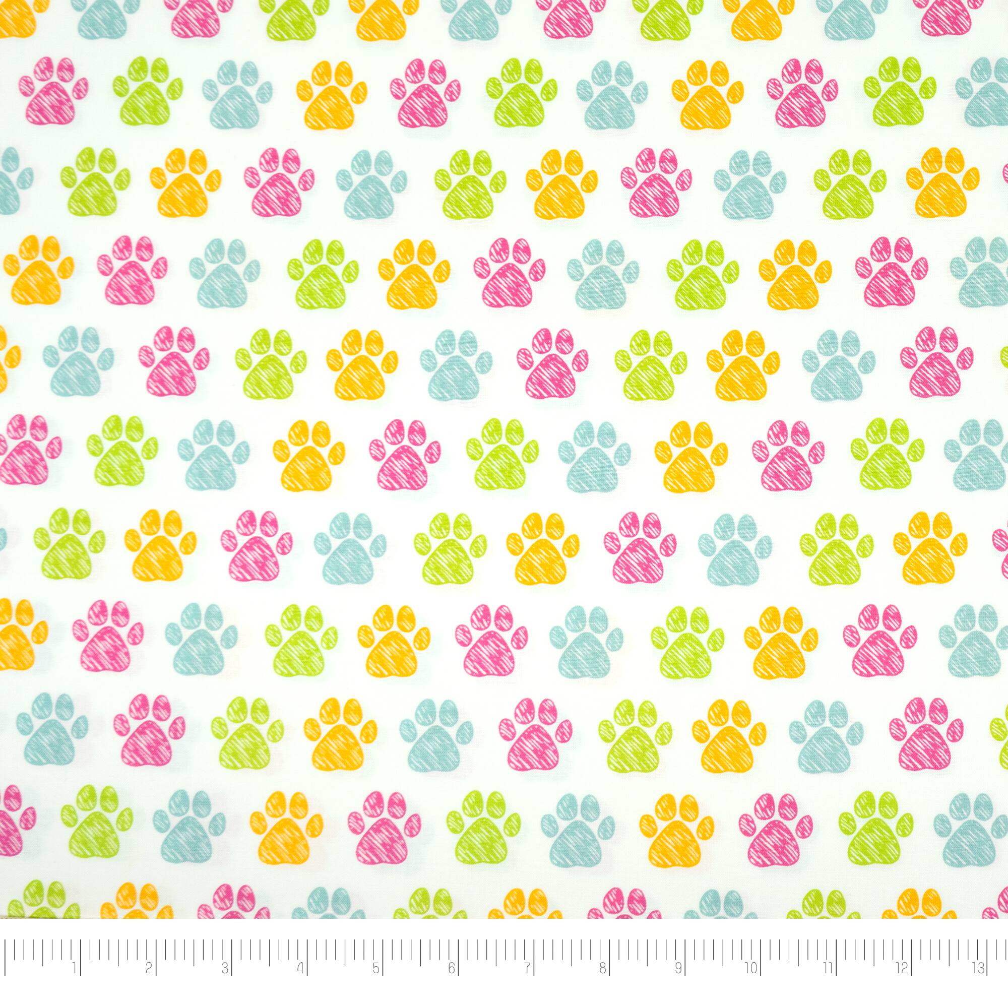 SINGER Paw Rainbow Print Cotton Fabric